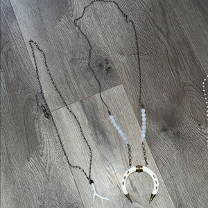 Boho Crescent Horn and Antler Necklace Set